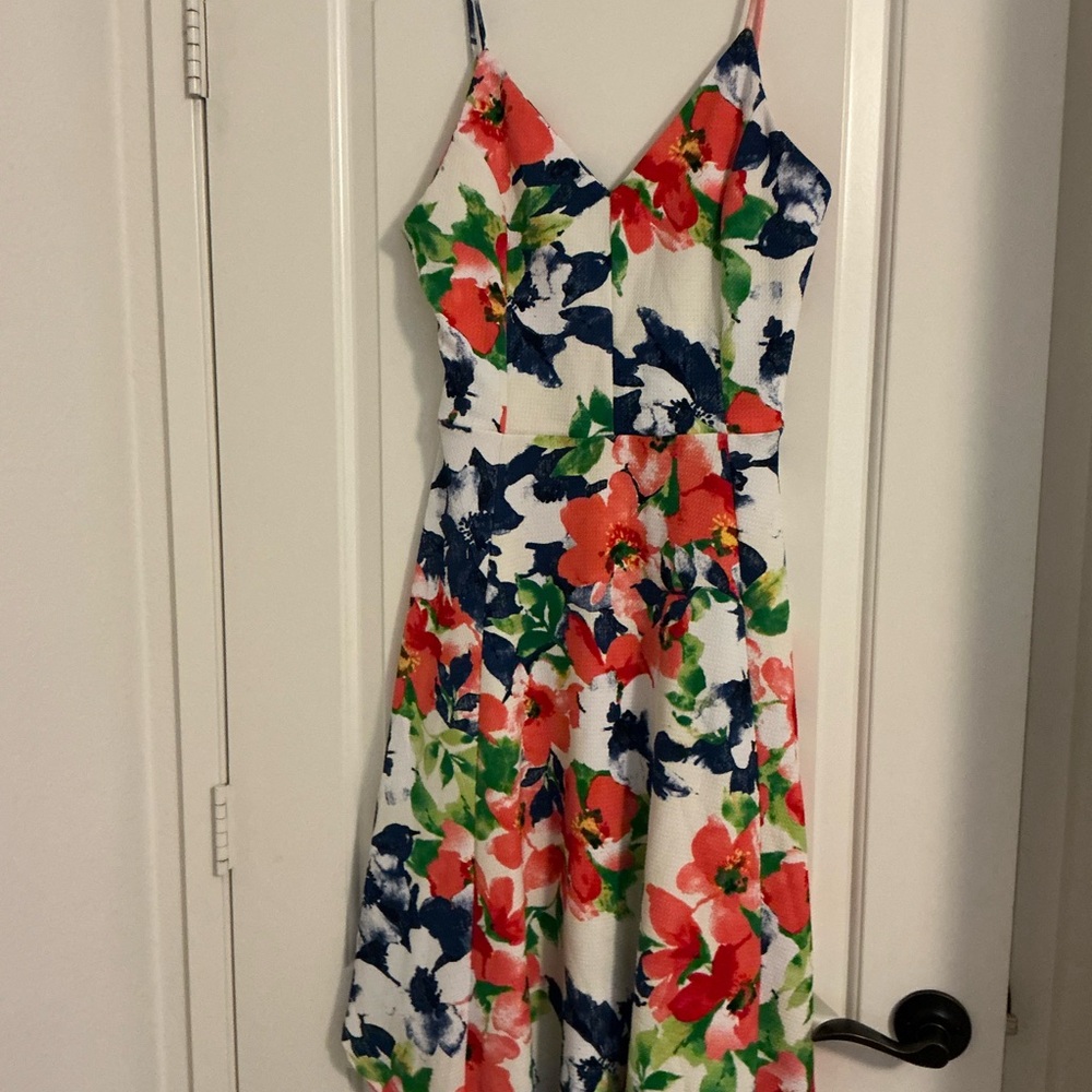 Floral Midi Dress with Spaghetti Straps